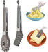 2x Spaghetti Tongs - Kitchen Tongs - Serving Tongs - BBQ Tongs - Stainless Steel and Silicone - Meat Tongs - Heat Resistant - Non-Stick - Barbecue Tongs - Spaghetti Tongs - Salad Tongs - Kitchen Utensils - Barbecue Accessory - 2 Different Shapes - Grey - 