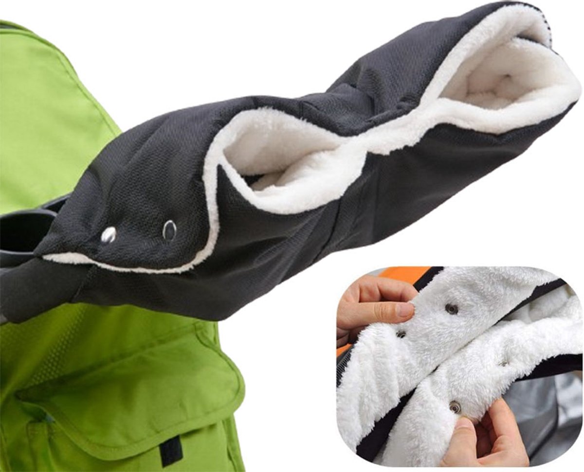Stroller Glove Hand Warmer - Gloves for Strollers - Buggy Hand Warmer - Lined Gloves - Universal - Waterproof and Windproof - Warm Hands - Removable - Stroller - Children - Buggy Accessories - Black