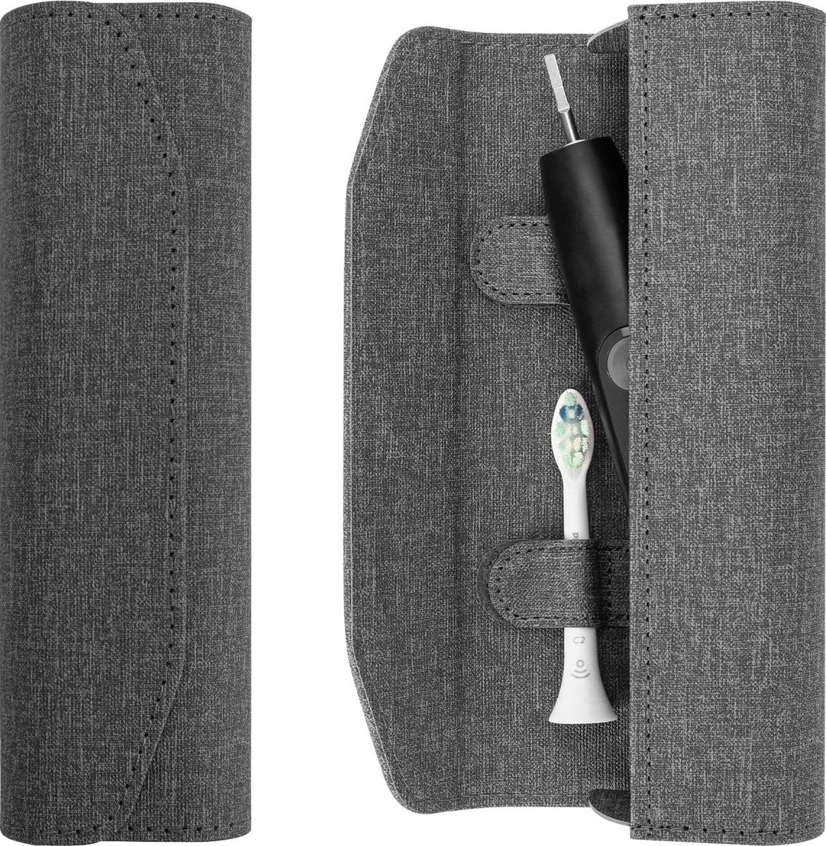 Electric Toothbrush Travel Case - With Magnetic Closure - Toothbrush Holder - Hard Shell Electronic Toothbrush Carrying Case - Universal - Protective Storage Box - 20x6x4 Cm - Grey - 1 Piece