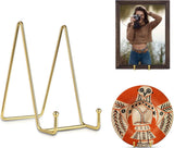 Plate Stand - Plate Rack - Plate Holder - Plate Display - 10 Inch - Stand - Holder - Support - Rack - Hanger - Decorative Plates - Plates and Books - Cookbook - For Decorative Plates - Not Easily Deformed - Durable - Gold - Metal