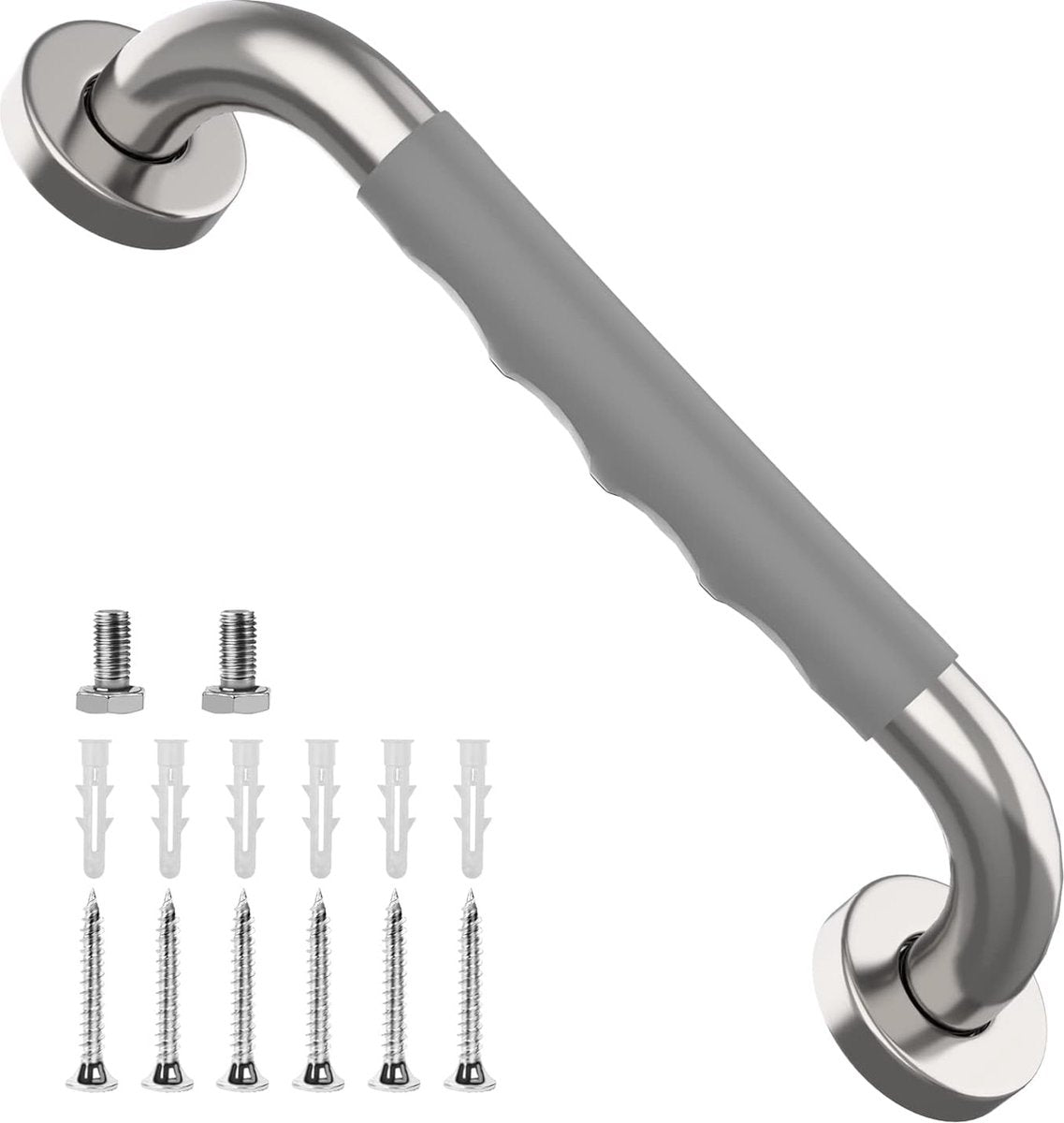 Wall Grab Bar - Extra Grip - Handle/Wall Grab Bar for Bathroom/Shower/Toilet - 30CM - Toilet Grab Bar - Bath Grab Bar - Shower Grab Bar - Non-Slip Grab Bar - Bathroom - Kitchen - Stairs - Kitchen Cabinet Handle - Furniture Hardware - Mounting Material Inc