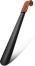Long Shoehorn - 42cm - Stainless Steel - Shoe Puller - Shoe Horn - Leather Handle - With Leather Pouch - Durable and Extra Strong - Easy to Put On Shoes - Can Be Hung - Black