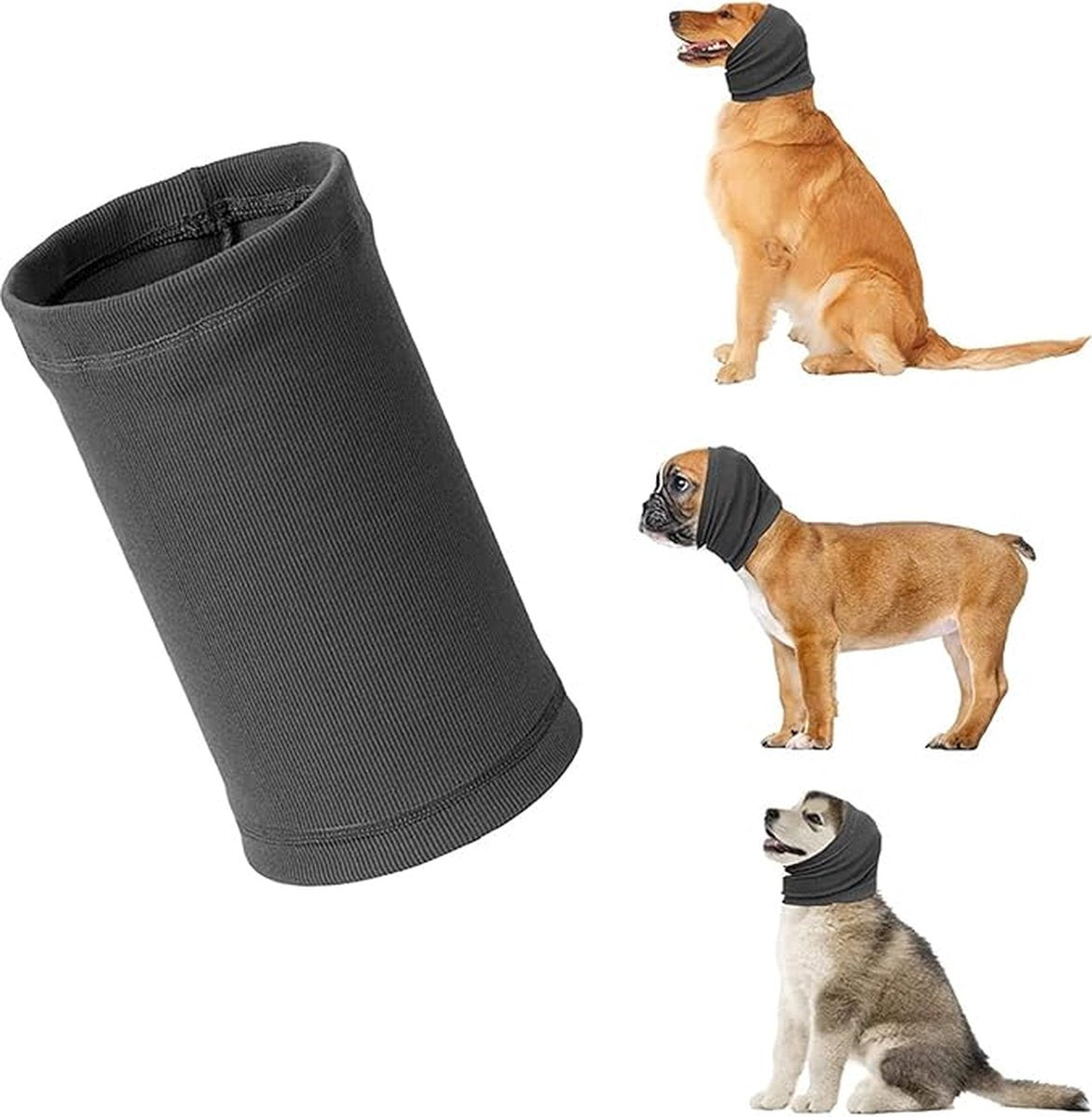 Dog Ear Protector - Dog Ear Protection - Noise-Dampening Dog Headband - Noise-Resistant Dog Neck Collar - Ear Protection For Dogs - Dog Ear Protector - Comfortable - Soothing - Soft - Anxiety Relief Noise Protection - Size M - Grey