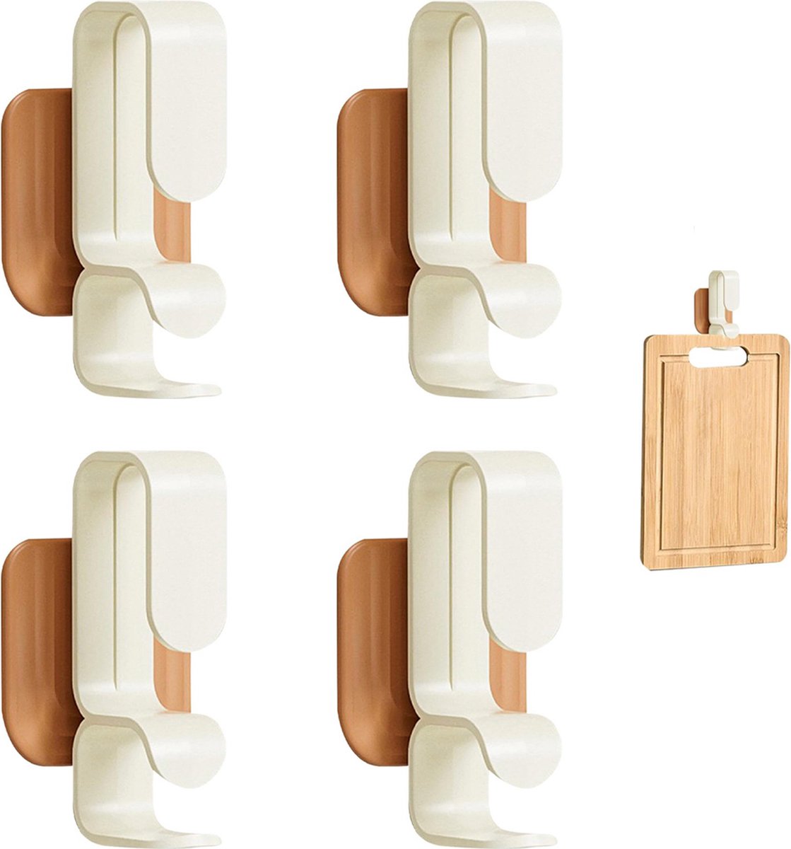 Towel Hook - 4 Pieces - Coat Hook - Hanging Hooks - Small Towel Hooks - Washbasin Hook - Towel Hooks - Hook - Wall Hanging Hook - Waterproof Hooks for Kitchen and Bathroom - Self-Adhesive - Multifunctional Hook - For Windows, Glass, Bathroom, Kitchen
