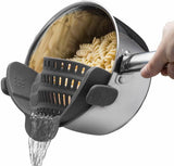 Silicone Colander - Kitchen Draining Lid - Draining Aid - Silicone - BPA Free - Safe Hands-Free Draining - Colander - Safe Draining - Solid Compact Kitchen Draining Lid - Draining Lid - Grey - Dishwasher Safe - For All Sizes of Pans