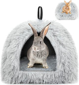 Cat Basket - Rabbit House - Cat House - Plush - Warmth - 40x40x37 CM - Rodent - Cat Bed - Kitten Basket - Animal House - Cat Cushion - Cat Den - Cat Houses - Cat Cave - Grey - Comfortable & Soft - For Rabbits, Cat, Guinea Pigs, Hamsters, Puppies