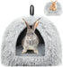 Cat Basket - Rabbit House - Cat House - Plush - Warmth - 40x40x37 CM - Rodent - Cat Bed - Kitten Basket - Animal House - Cat Cushion - Cat Den - Cat Houses - Cat Cave - Grey - Comfortable & Soft - For Rabbits, Cat, Guinea Pigs, Hamsters, Puppies