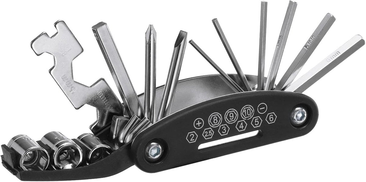 16-in-1 Bicycle Tool - Professional Bicycle Tool Set - Portable Foldable - Multifunctional Cycling Repair Kit - Bicycle Equipment Tools - Ideal for Bicycles / Mountain Bikes / Everyday Cyclist / Cycling Enthusiast