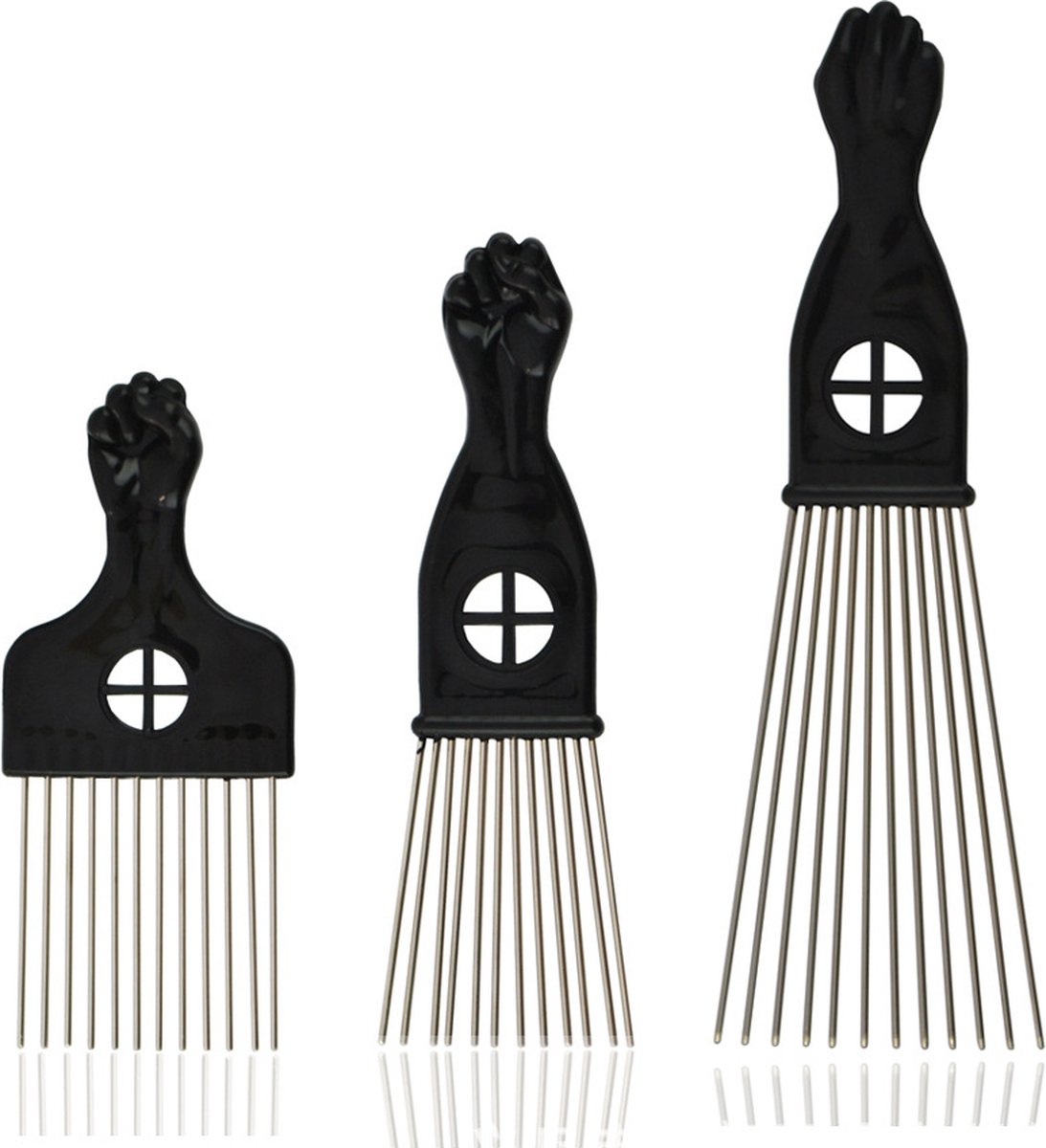 Comb - Afro Comb - Hairdresser's Comb - Styling Tool - Afro Comb - Afro Pick - Styling Afro Comb - 3 Sizes - 3 Types - Professional - Accessory - Men and Women - Black