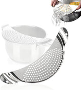 Stainless Steel Draining Aid - Draining Lid with Handles - Colander - 33.5 Cm - BPA-Free - Solid Compact Kitchen Draining Lid - Colander - Kitchen Sieve - Dishwasher Safe - Easy Draining - Storage Hook - For All Sizes of Pans