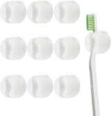 Toothbrush Holder - 10 Pieces - Holder - Bathroom - With Suction Cup - Washbasin - Shelf - Storage - Holder - Hygienic - Bathroom Gadgets - Bathroom Accessory - Wall Mounting - No Drilling Required - Plastic - Toothbrush - White