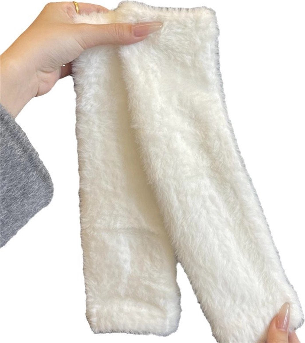 Gloves - Half Fingerless Gloves - Fingerless Gloves for Women - Hand Warmers - Wrist Warmers - Winter Gloves for Running, Cycling and Outdoors - One Size/27.5x8 Cm - White - 1 Pair