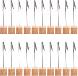 20 pieces wooden memo clip holder table numbers place card holders lightweight wooden cube base, memo photo photo paper note clip - brown