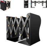 Bookend - Book Stand - Book Holder - Book Support - Bookends - Magazine Holder - Adjustable - Stylish Design - Non-Slip Feet - Multifunctional Use - For Shelves, Office, Library, Home and School - Metal - Black