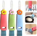 Gap Cleaner - 3 In 1 Cup Lid Cleaning Brush - 3 Pieces - Crevice Brush - Scrubbing Brush - Cleaning Tools - Cleaning Brush For Door Window Rails - For Bottle Crevices, Tight Spaces, Cup - Rotating Kitchen Cleaning Brush - Cup Lid Cleaner