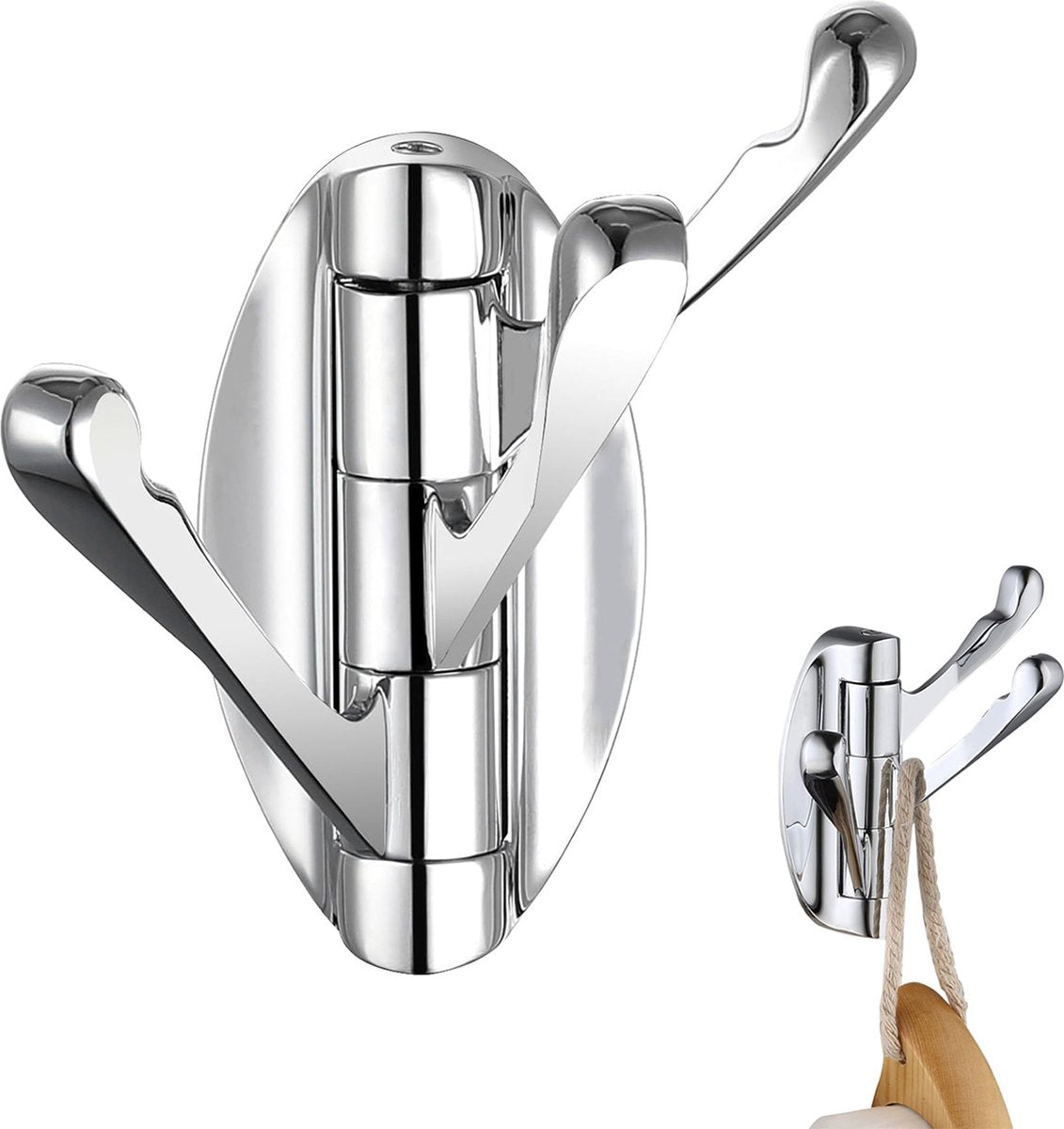 Wall Hook - Swivel Hooks - Foldable Coat and Towel Hook - Triple Hook - Small Hooks - Hanging Hooks - Wall Hook - Coat Hook - Towel Hanger - Small Towel Hooks - Coat Rack Hook - Coat Rack Hooks - Hat Hook - Metal - For Bathroom, Kitchen - Chrome Silver