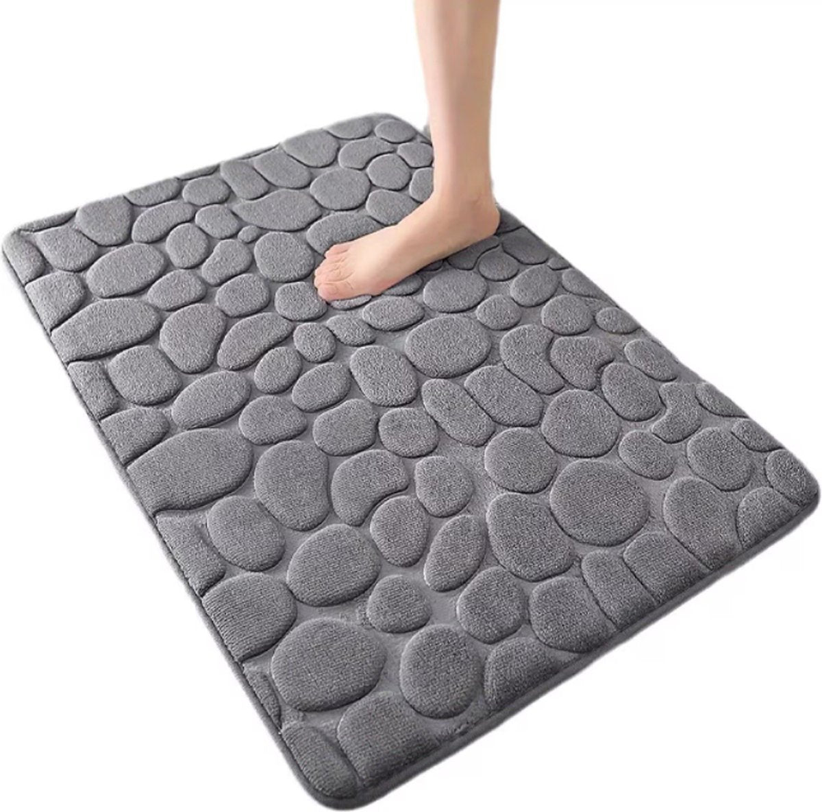 Bath Mat - 40x60 Cm - Shower Mat - Floor Mat - Bathroom Mat or Toilet Mat - Absorbent Bath Mat - Bath Mats - Bathroom Accessories - Easy to Wash - With Pebble Texture - Absorbent Floor Mats - Dark Grey - 1 Piece