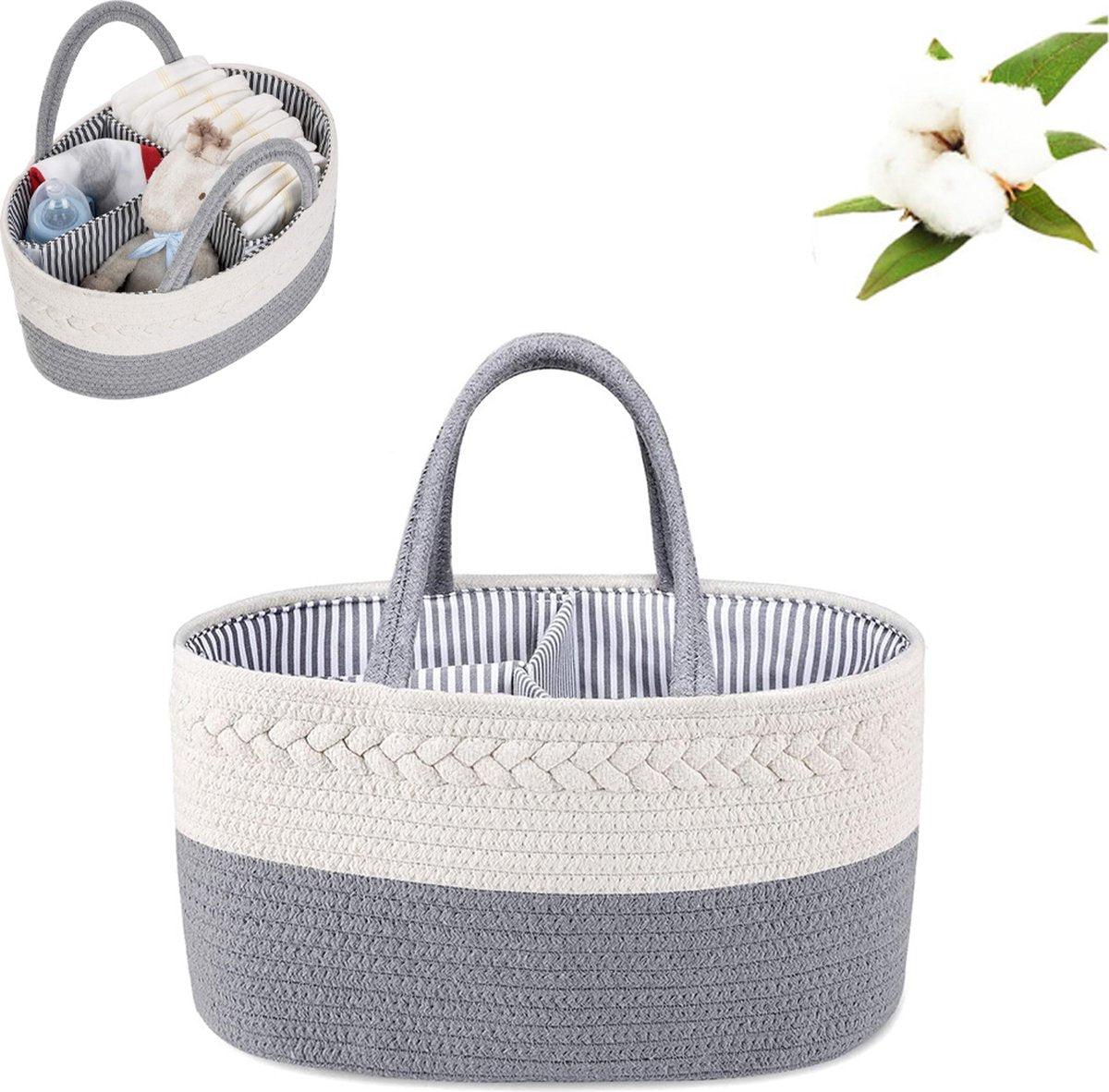 Diaper Bag - Changing Table Basket - Diaper Basket - Changing Bag - Diaper Organizer - Nursery Storage Basket - Baby Diaper Organizer - Diaper Organizer - Maternity Gift - Toy Basket - For Nursery Accessories - Baby Shower - Removable Dividers