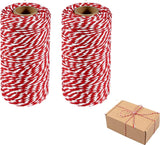Rope - Cotton Cord - Binding Twine - Craft Packaging String - Set of 2 Rolls 2mm Thick - Ideal for DIY, Garden and Packaging - Suitable for Indoor and Outdoor Use - 100 Meters Per Roll - Red and White