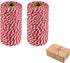 Rope - Cotton Cord - Binding Twine - Craft Packaging String - Set of 2 Rolls 2mm Thick - Ideal for DIY, Garden and Packaging - Suitable for Indoor and Outdoor Use - 100 Meters Per Roll - Red and White
