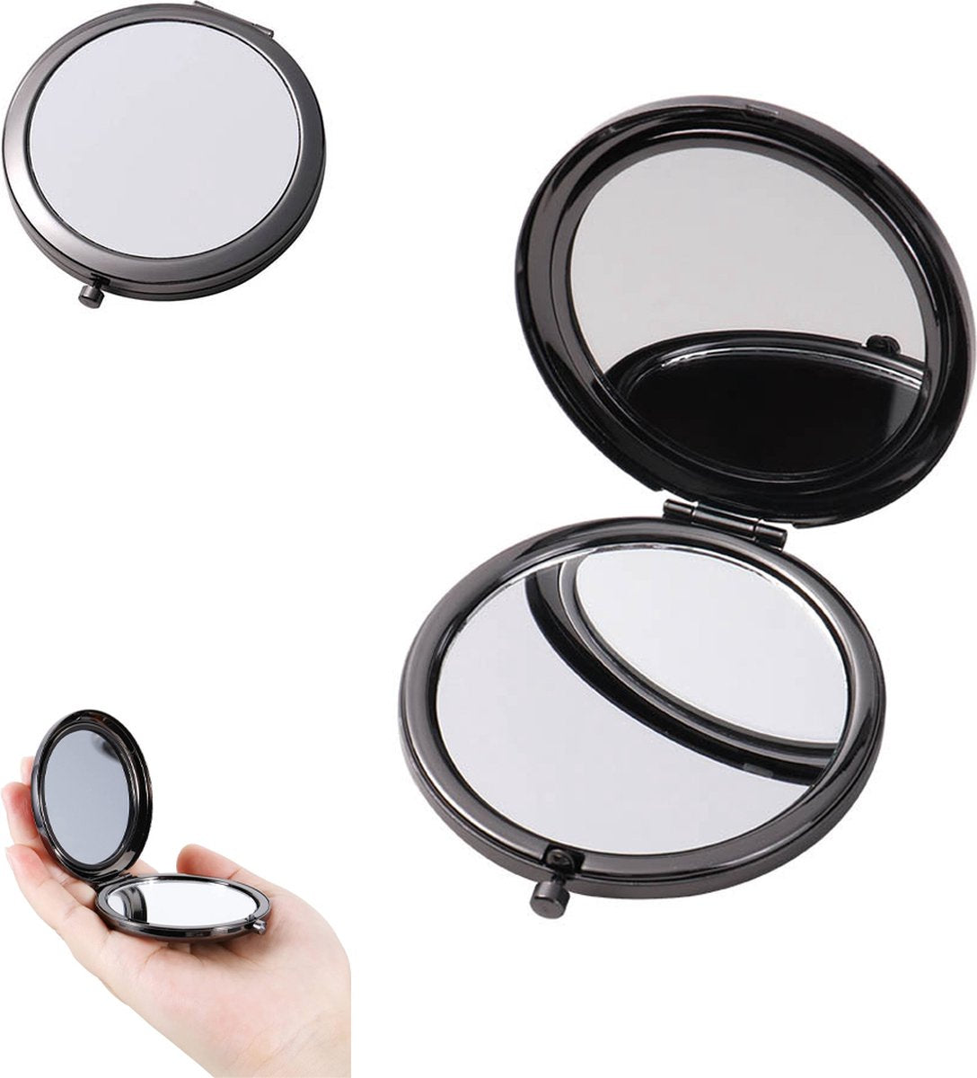 Makeup Mirror - Mirror - Hand Mirror - Pocket Mirror - Travel Mirror - Makeup Mirror - Mini Makeup Mirror - Foldable - Foldable - Compact - Portable - Black