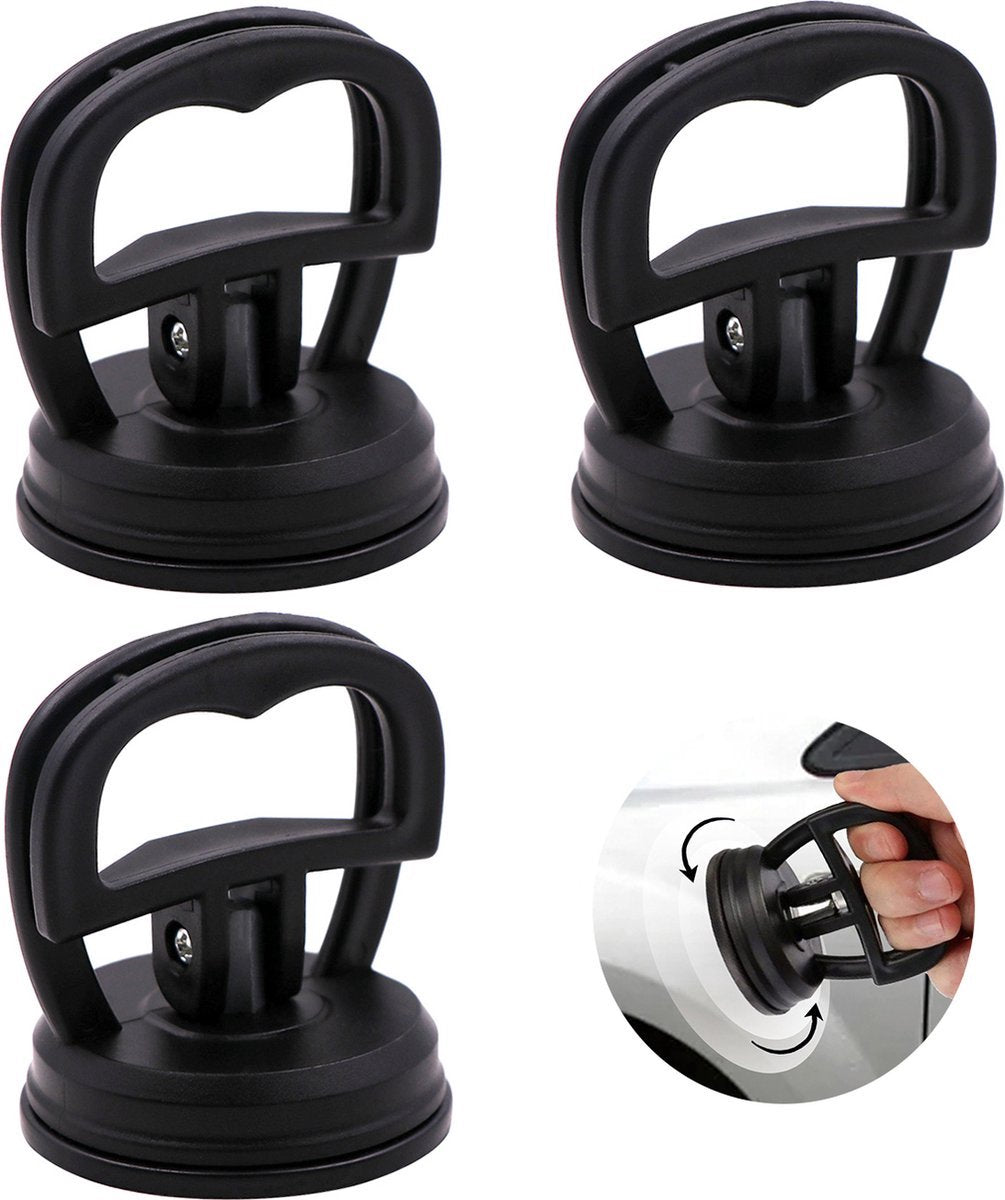Mini Car Dent Remover - 3 Pieces - Dent Removal Station - Suction Cup - Glass Carrier - 5.8cm - Car Dent Puller - Dent Puller - Mini Car Dent Puller - Black