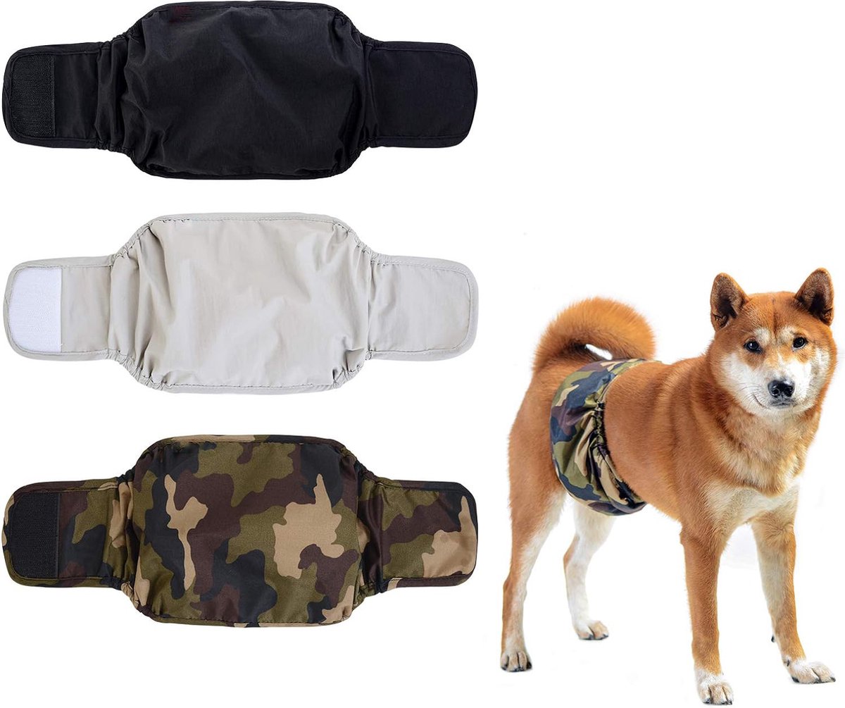 Dog Heat Pants - 3 Pieces - Dog Pants - Dog Diaper - Size L - Super Absorbent - Washable - Reusable - Prevents Unwanted Pregnancies in Female Dogs - Eco-Friendly - Perfect Fit - For Incontinence and Heat