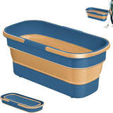 Mop Bucket - Bucket - Household Bucket - Floor Cleaning/Mopping - Portable Mop Bucket - Soap Bucket - Synthetic Mop Bucket - Cleaning Supplies - Flat Mop Bucket - Foldable - Space-Saving - With Handle - For Large Floor Surfaces - Blue