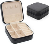 Jewelry box - Jewelry boxes - Jewel case - Organizer - Jewelry holder - Small jewelry box - Small jewelry box - Watch box - Storage box - Compact - Small - Travel case - Girls/Women - For Rings/Earrings/Necklace/Watches - Black
