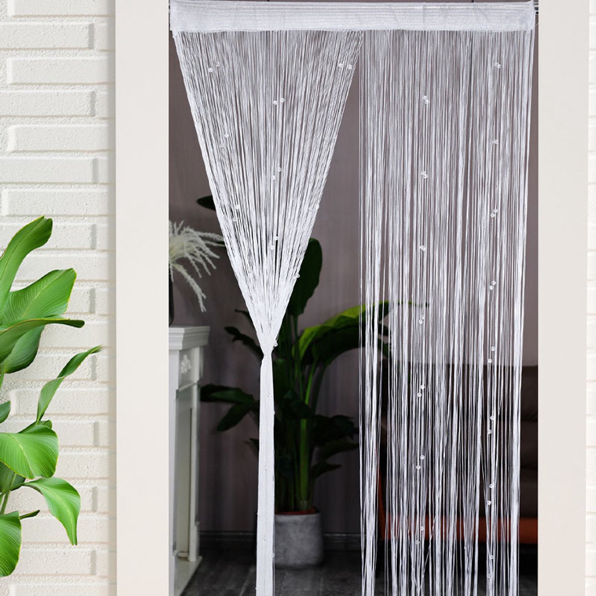 Door Curtain - 100 * 200 cm - Fly Curtain - Decorative Curtain - Plastic Fly Curtain - Easy Installation - Luxury Door Screen - Fly Screen Curtain - Beige