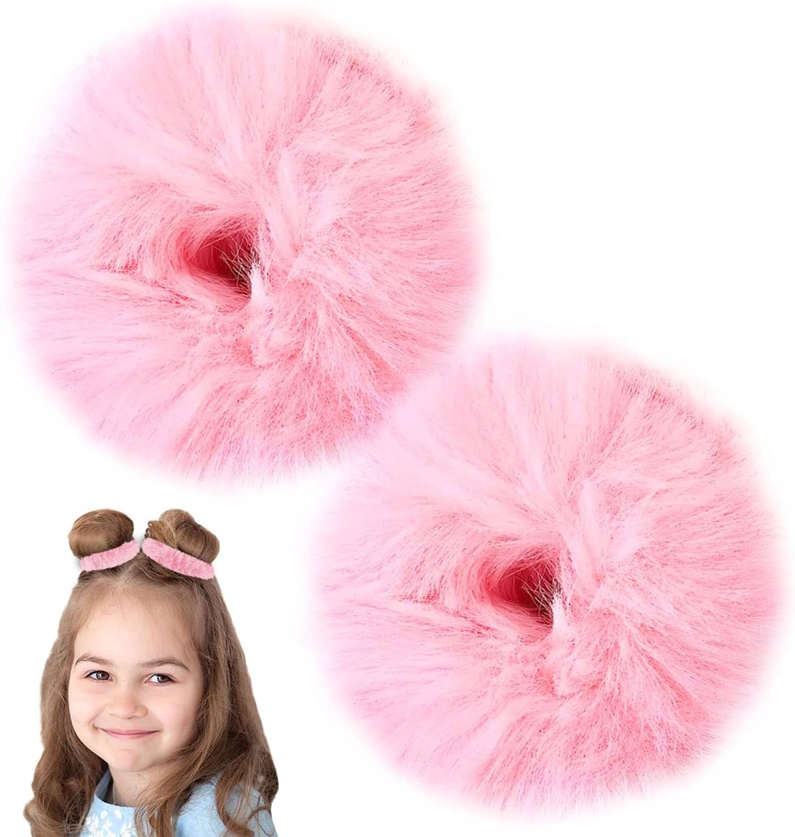 Scrunchie - 2 Pieces - Hair Accessories - Hair Twist - Hair Elastic - Crunchie - Hair Donut - Hair Elastic Hair Accessory - Satin Scrunchie - Hair Accessories Styling - Hair Bun Accessories - For Women And Children - Ladies And Girls - Pink