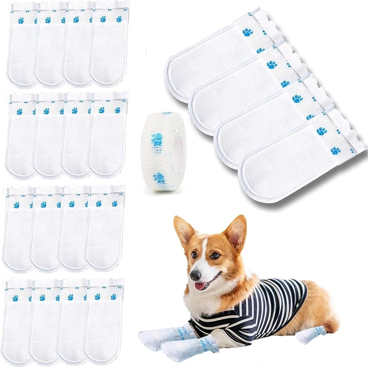 Dog Socks - 40 Pieces - Disposable Pet Socks - Waterproof - Non-Slip Dog Socks - Dog Shoes Paw Protector Socks for Dogs - Velcro Closure - Breathable - Adjustable - Pet Paw Protector - Dog Shoes - Size M