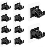 Curtain Rod Holder - 10 Pieces Curtain Rod Hooks - Hanging Curtain Rails/Curtain Rods - Super Adhesion - No Glue Residue - Hanging Hooks/Small Hooks - Black - Bathroom - Self-Adhesive Hooks - Load Capacity 10kg - No Drilling Required
