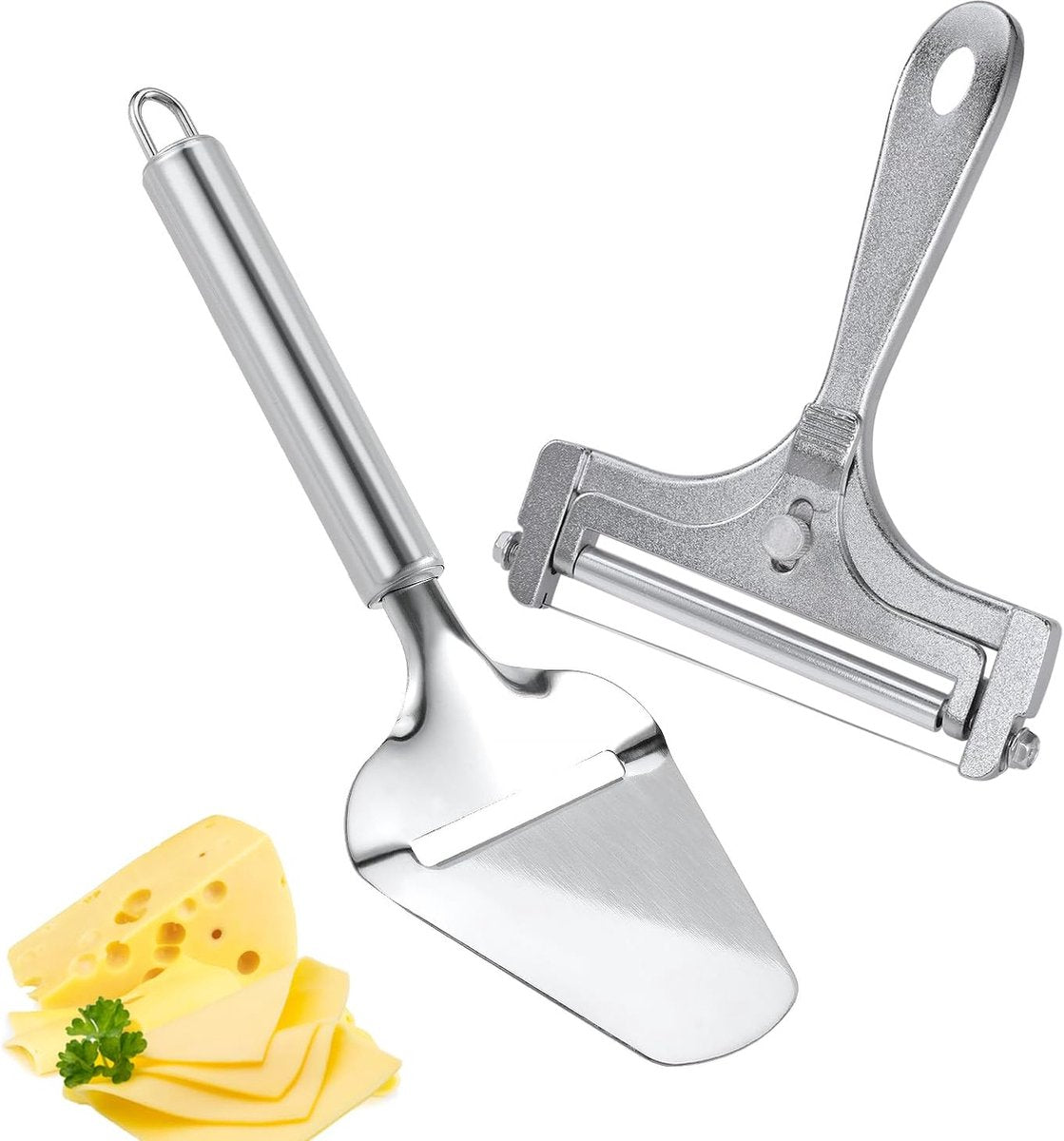 Cheese Slicer - 2-Piece Cheese Slicer Set - Cheese Grater - Cheese Cutter - Cheese Slicer for Young Cheese - Kitchen Accessories - For Block Cheese Butter - Wire Cheese Slicer