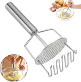 Potato Press - Stainless Steel - Potato Masher - Puree Masher - Puree Squeezer - Non-Stick - Mashed Potato Masher - Double Layer Pressing - Dishwasher Safe - Robust and Durable - Automatic Rebound