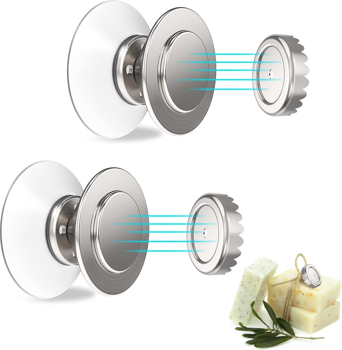 Soap Holder - With Suction Cups - Stainless Steel - Self-Adhesive Soap Dish - Soap Box - Soap Box - Small Wall Mount Soap Dish - Hanging Soap Holder - Multifunctional Storage Rack - Shower - Kitchen - Bathroom Accessories - No Drilling Required - Strong A