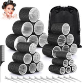 Curlers - 38 Pieces - 4 Sizes - Heatless Curls - Hair Rollers - Hair Curler - Adhesive Rollers - Hair Rollers - Curlers - Heatless Curls - Hair Curler - With Comb, 12 Hair Clips And Storage Bag - Various Curling Effects - Black