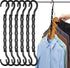 Clothes Hanger - 6 Pieces - Magic Clothes Hanger - Space-Saving Clothes Hanger - Wardrobe Hangers - 5 Slots - Multifunctional - Plastic - Wardrobe Organizer - Black - For 30 Garments - For Shirts, Trousers, Dresses, Jackets, Etc