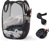 Foldable Laundry Basket - 60 x 30cm - Laundry Baskets - Mesh - Breathable - Durable - Laundry Sorter - Laundry Box - Clothes Organizer - Laundry Basket - Dirty Clothes Basket - Storage Basket - Foldable Laundry Basket - Black - Portable - Space-Saving Lau