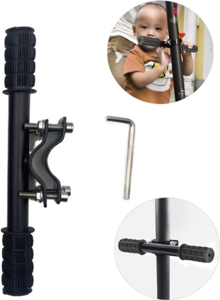 Child Handlebar Stem - Extra Child Handlebar for Front Seat - Secure Grip on the Bike - Handlebar Bracket for Bicycle Accessories - Backrest Bikes - Armrest Frame - Easy to Install - 23cm - Black - 1 Piece