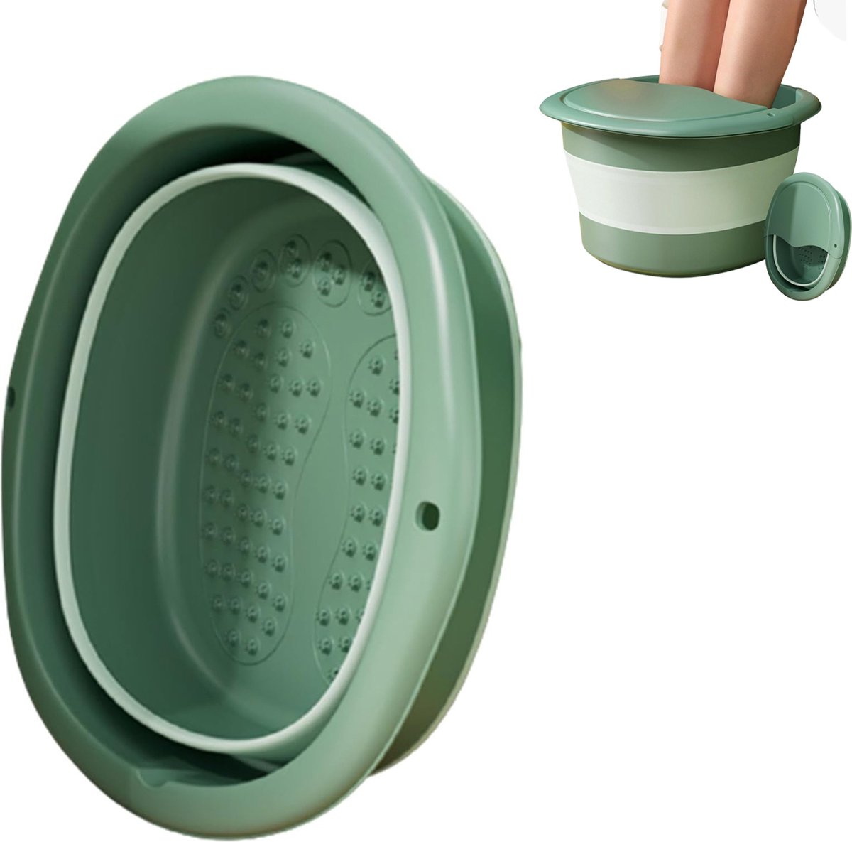 Foldable Foot Bath - Small Foot Bath - Foldable Foot Bath - Foot Bath - Foot Bath - Suitable For Foot Bath Salt And Foot Bath Products - Foot Baths With Massage Points - Relax Your Feet - Foot Baths For Better Blood Circulation - Plastic - Green