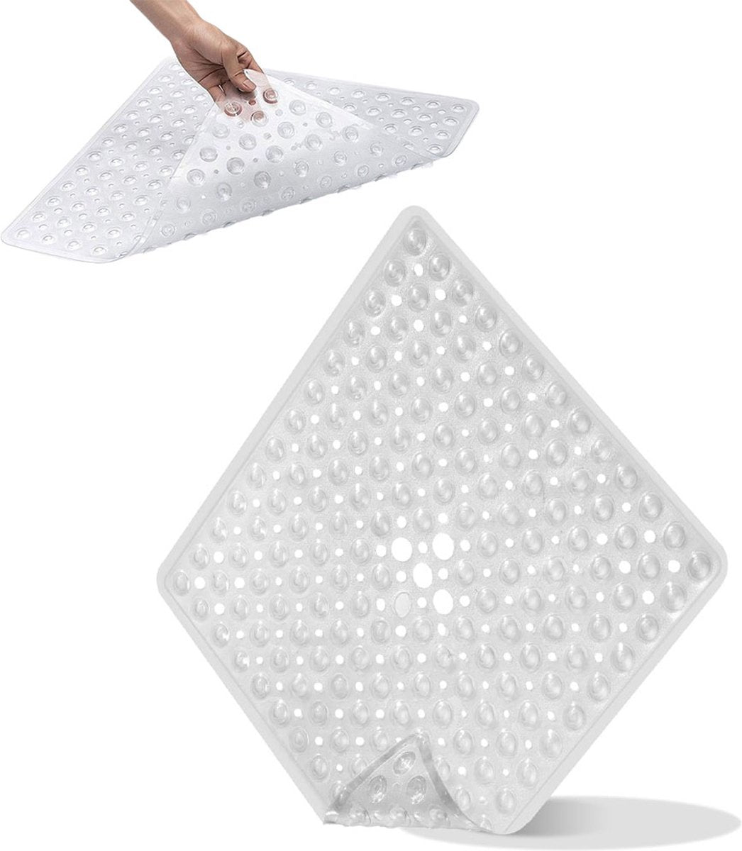 Non-Slip Shower Mat / Bath Mat Transparent With Suction Cups - 53 x 53 Cm - Non-Slip Shower Mat - Bathroom Mat - Anti-Slip Shower Cabin Mat - Mat for the Bath - Non-Slip for Shower - For In the Shower or Bath