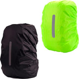2-Piece Waterproof Backpack Cover - Reflective Rain Cover Backpack - 30 to 45 Liters - Waterproof Backpack Rain Cover - Reflective Backpack Covers in Polyester - Black & Green - Size M - Waterproof Backpack Cover for Outdoor Hiking Driving Climbing