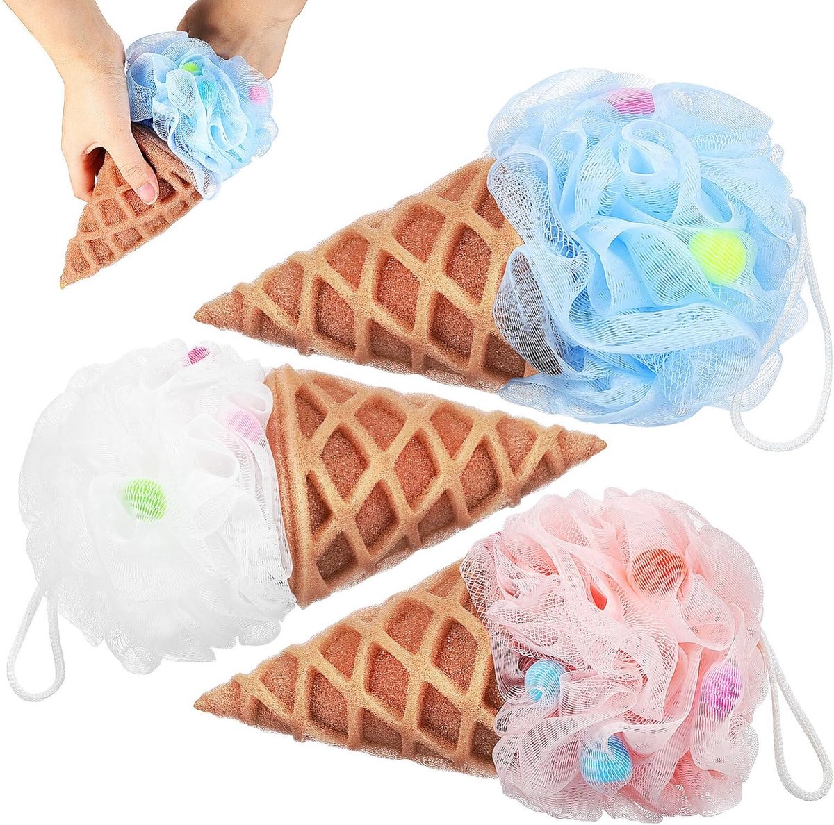 Bath Sponge - Shower Sponge - 3 Pieces - Shower Puff - Bath Sponge - Massage Sponge - Scrubbing Sponge - Bath Sponges - Soft Sponge - Bathroom - Bathroom Accessories - Shower - Reusable
