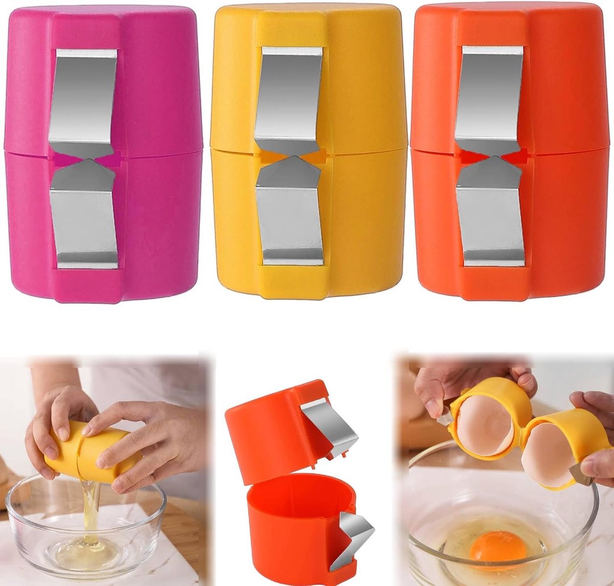 Eggshell Cutter - 3 Pieces - Egg Slicers - Stainless Steel - Eggshell Opener - Egg Beheader - Egg Topper - Egg Untopper - Egg Slicer - Egg Shell Splitters - Egg Topper - Egg Untopper - Egg Opener - Kitchen Utensils - No Dirty Hands - Raw and Cooked Eggs