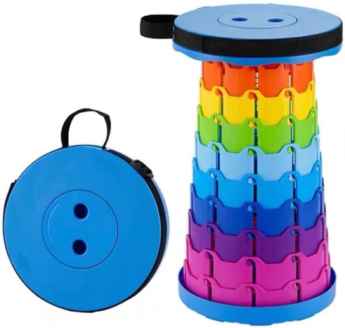 Outdoor Folding Stool - Telescopic Stool - Camping Stool - Folding Stool - Collapsible Stool - Adjustable Height - Walkstool - Lightweight Fisherman's Stool - Small Stool - Rainbow Colors - Foldable - Retractable - Portable - Outdoor Camping - Fishing - P
