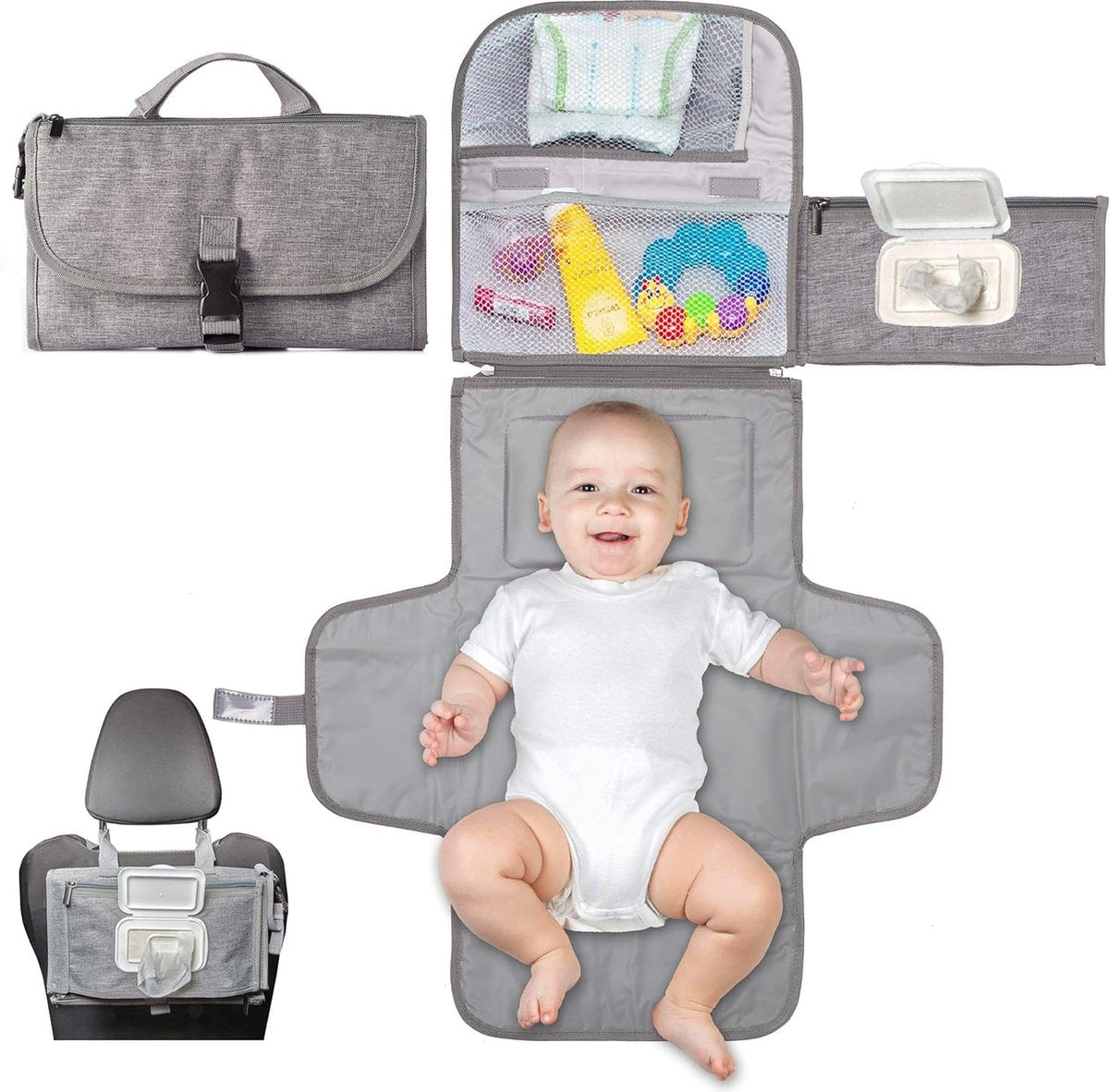 Baby Changing Mat On the Go - Changing Mat - Portable Changing Mat - Foldable - Diaper Bag - Diaper Pouch - Baby - Perfect Baby Shower Gift - Spacious & Water Resistant - Comfortable