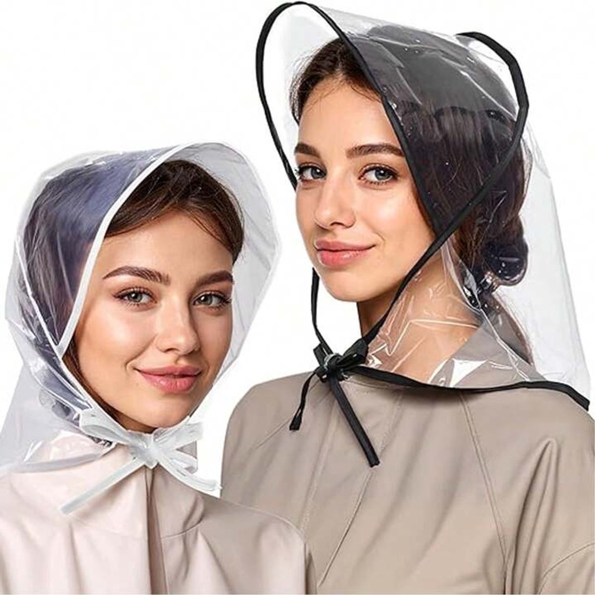 Waterproof Hat - 2-Piece - Portable Rain Cover - Protect Your Hair - Rain Hat - Head Umbrella - Foldable - Rain - Rainproof - Outdoor - White and Black - for Festival / Halloween / World Cup / King's Day / Daily / Travel / Camping / Concert