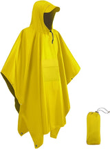 Poncho - Raincoat - Waterproof - Quick-drying - Breathable - Portable - Tear-resistant - Foldable - Lightweight - Reusable - Women's & Men's Cycling Rain Poncho - Bicycle Poncho - Yellow - With Pocket - Hood and Snap - Multifunctional 3 in 1 Poncho
