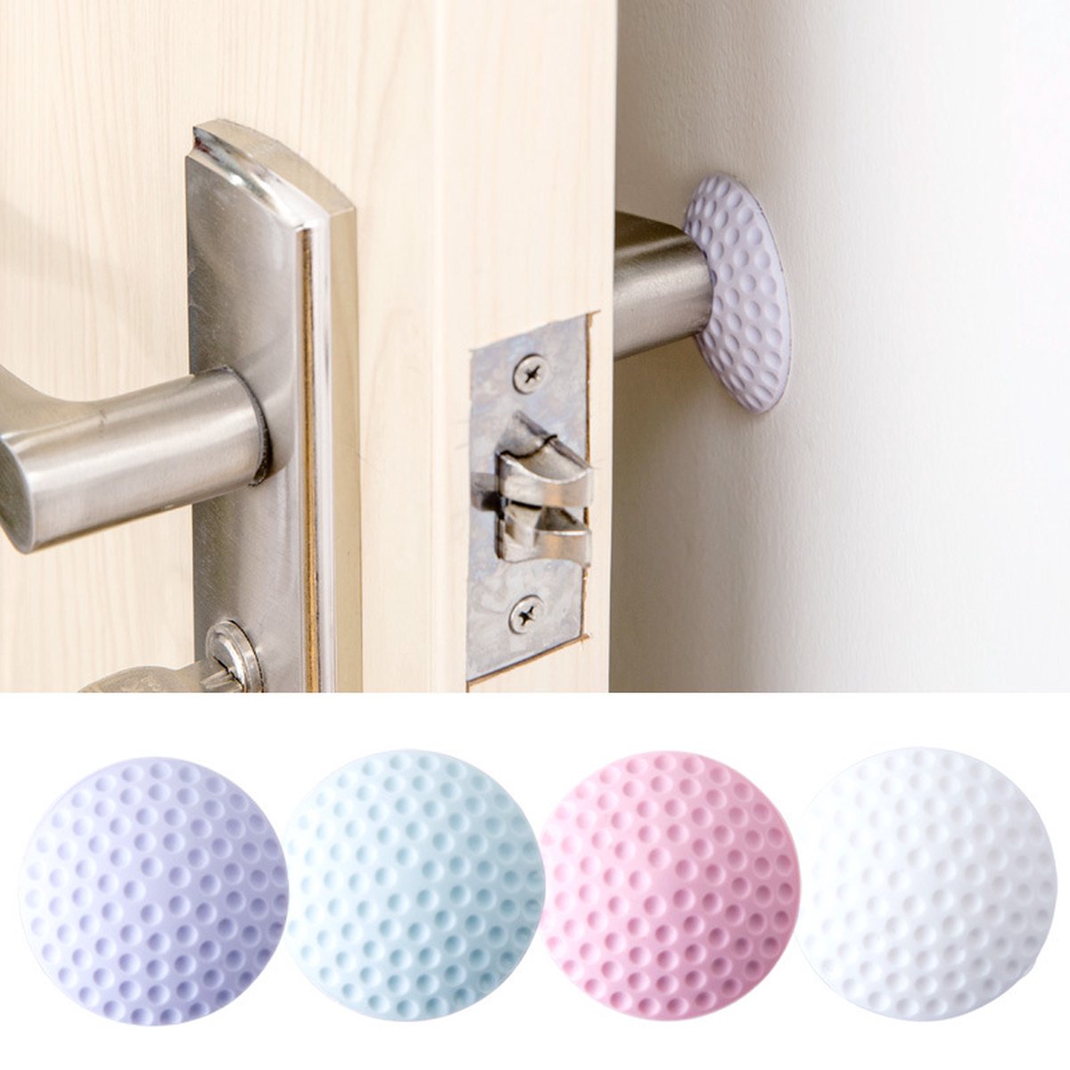 Door Stoppers - 4 Pieces - Door Handle Buffers - Bumpers - Self-Adhesive - Wall Protectors - Door Handle Protection - Door Stopper - Door Buffer - Door Protector - Indoor and Outdoor Door Buffer - Silicone - Flexible - 5cm Dia